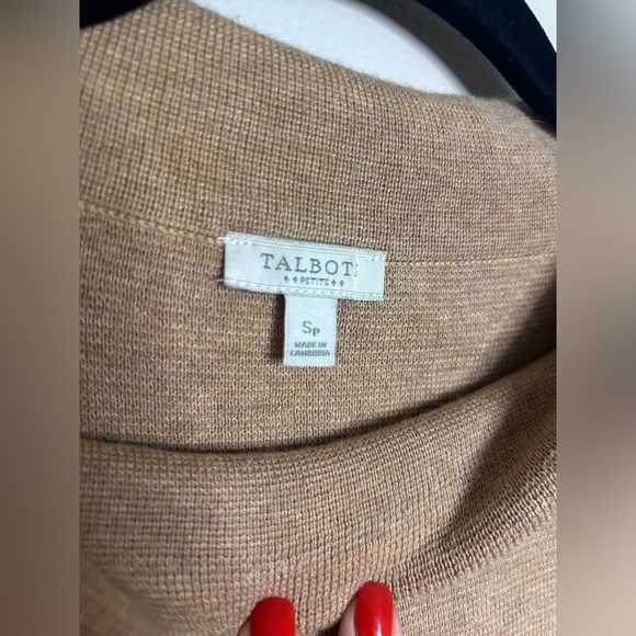 Talbots Mocha Cowl Neck Sweater 3/4 Length Sleeve Women’s Size Petite Small - Picture 2 of 12